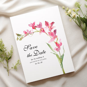 Invitación Flor de orquídea verde rosa verano Salven la fecha