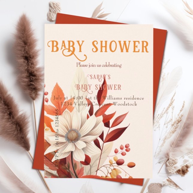 Invitación Flor de otoño Boho Ducha bebé (Subido por el creador)