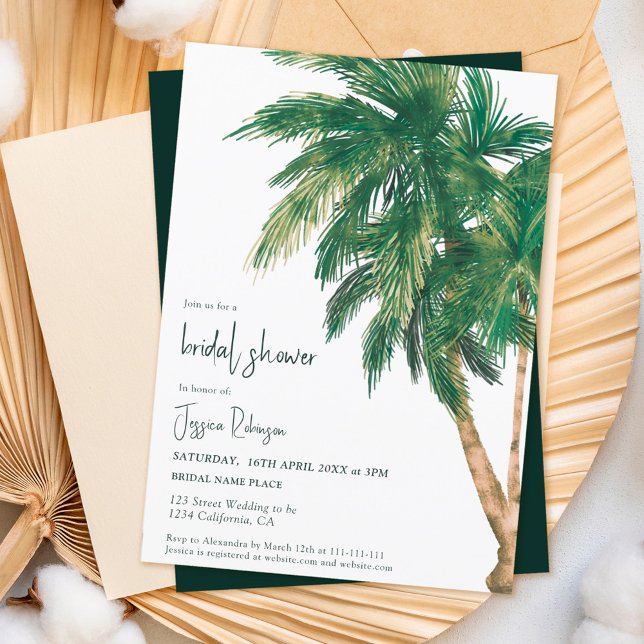 Invitación Flor de palmera de guiño verde tropical ducha de n (Subido por el creador)