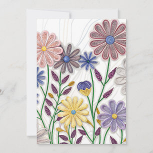 Invitación Flor de papel y hilo: Flor silvestre 3D