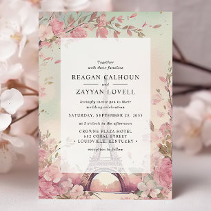 Invitación Flor de París Torre Eiffel Boda en París