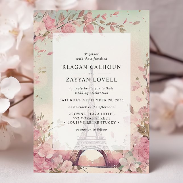 Invitación Flor de París Torre Eiffel Boda en París (Subido por el creador)