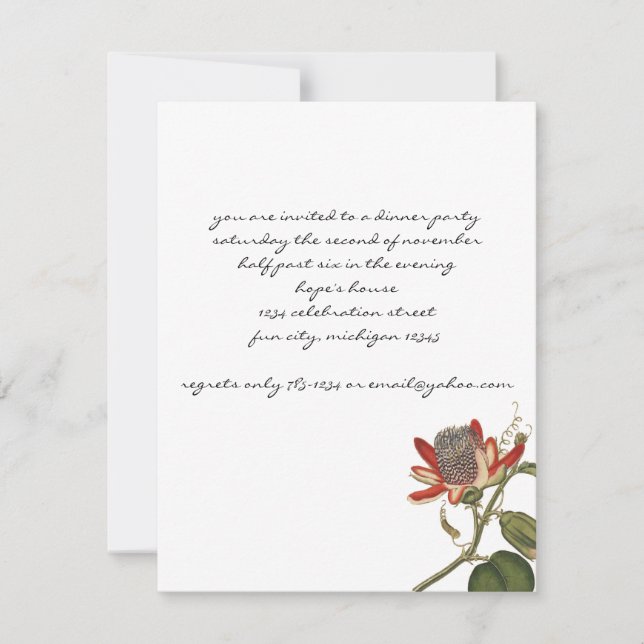 Invitación Flor de pasión vintage (Anverso)