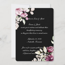 Invitación Flor de Peonía Floral Black Romantic Bloom