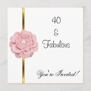 Invitación Flor de Perla Blanca Rosa Fabulosa cumpleaños núme