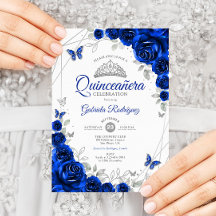 Flor de plata azul real Quinceanera