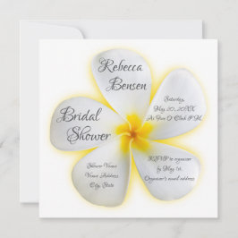 Invitación Flor de Plumeria Blanca, Amarillo, Ducha de Novias