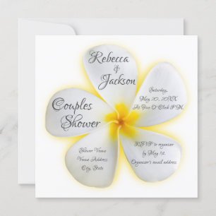 Invitación Flor de Plumeria Blanca, Amarillo, Ducha Pareja,