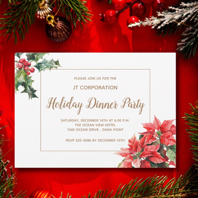 Invitación Flor de Poinsettia fiesta de Navidades corporativo (Subido por el creador)