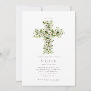 Invitación Flor de prado hace la Primera Comunión