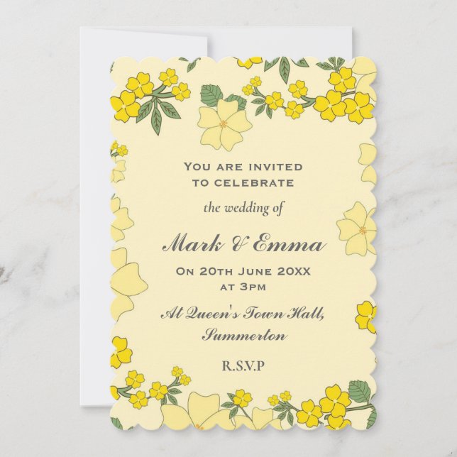 Invitación Flor de primavera amarilla brillante (Anverso)