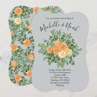 Invitación Flor de primavera de Boda gris permeable