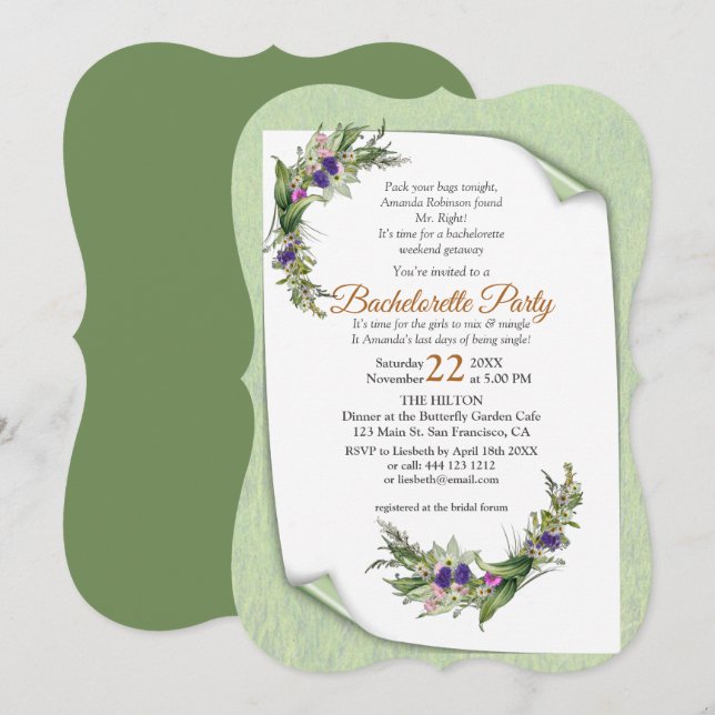 Invitación Flor de primavera de solsticio de verano (Anverso / Reverso)