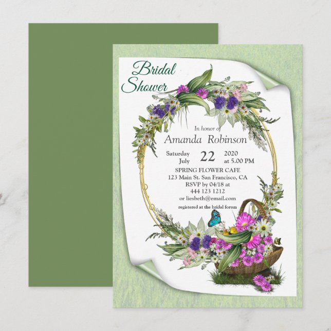 Invitación Flor de primavera de verano (Anverso / Reverso)