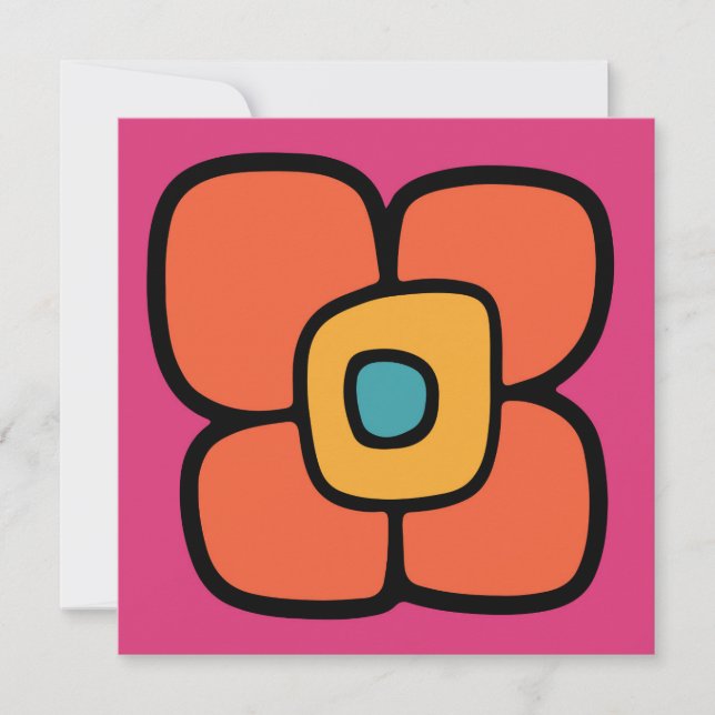 Invitación Flor de Primavera Retro (Anverso)