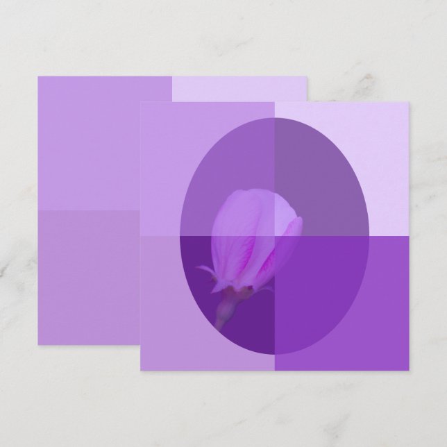 Invitación Flor de primavera rosa y morada | Cuatro sombras (Anverso / Reverso)