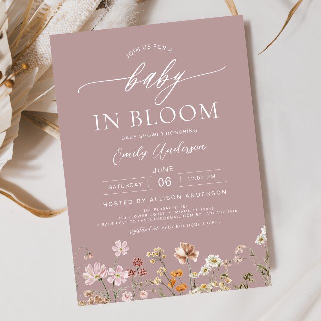 Invitación Flor de primavera rosada bebé en Baby Shower en fl (Subido por el creador)