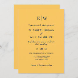 Invitación Flor de rayo simple elegante con Boda monograma