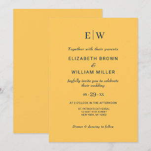 Invitación Flor de rayo simple elegante con Boda monograma
