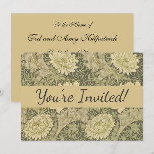 Invitación Flor de Salvia de Crisantemo de William Morris