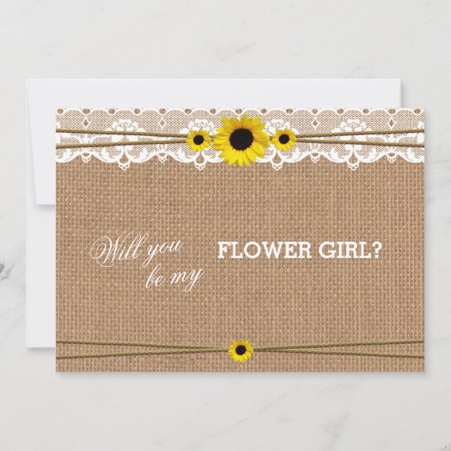 Invitación Flor De Sol Rústica Serás Mi Chica De Flor (Anverso)