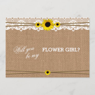 Invitación Flor De Sol Rústica Serás Mi Chica De Flor