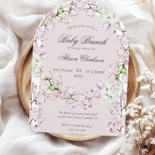 Invitación Flor de Sweet Pea Bebé brunch elegante lavanda