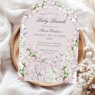 Invitación Flor de Sweet Pea Bebé brunch elegante Redondo