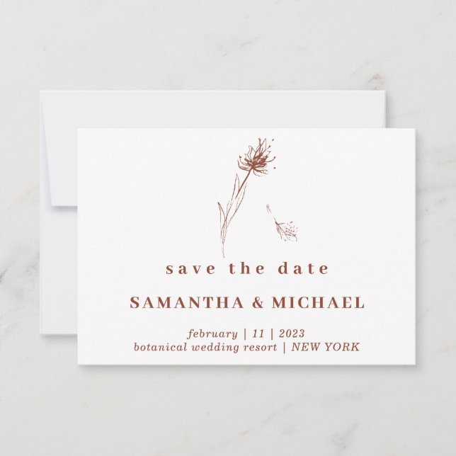 Invitación Flor de terracota Indie Dandelion Ahorra la fecha (Anverso)