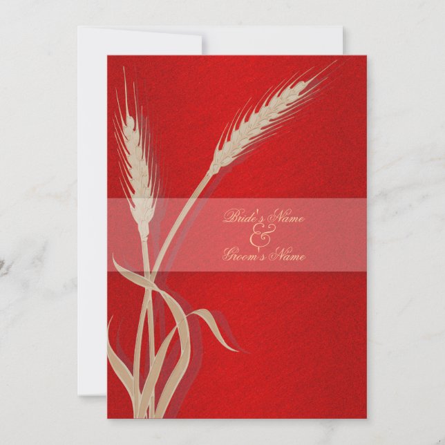 Invitación Flor de trigo boda crema roja (Anverso)