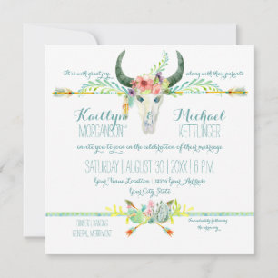 Invitación Flor de vaca floral de la madera sudoeste del desi