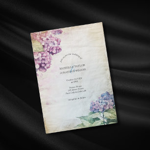Invitación Flor de vintage Rustic Pastel Hydrangea