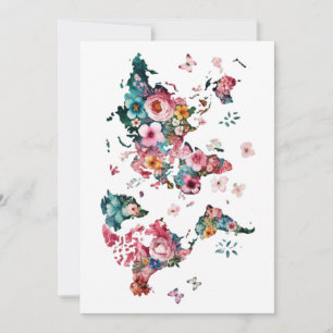 Invitación Flor del Mapa Mundial