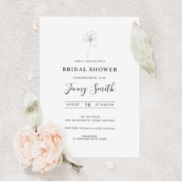 Invitación Flor dibujada a mano iluminada con ducha de novia