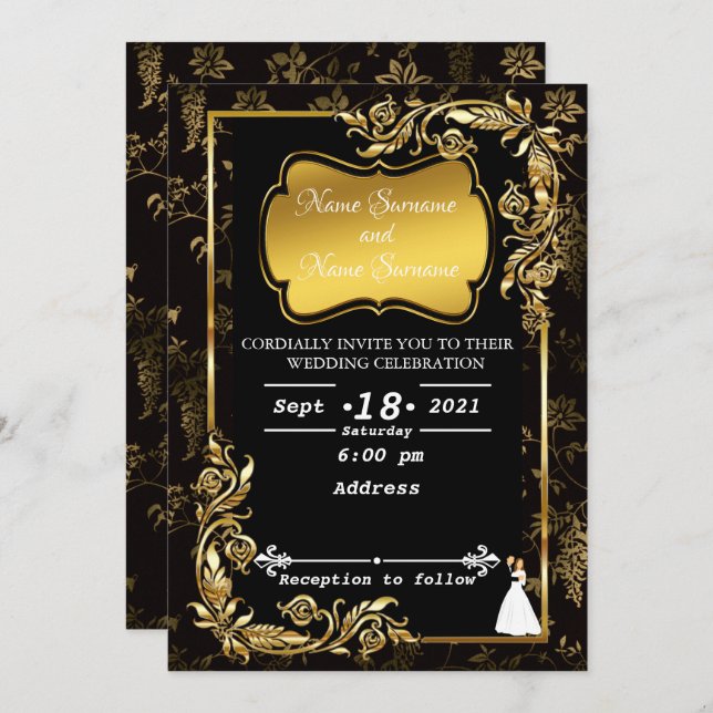 Invitación Flor dorada (Anverso / Reverso)