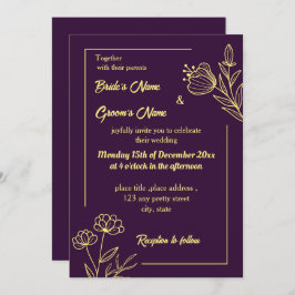 Invitación Flor dorada romántica y elegante