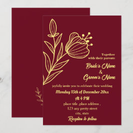 Invitación Flor dorada romántica y elegante