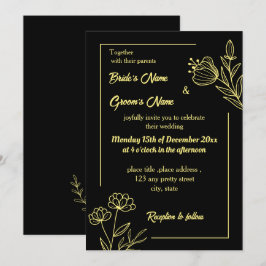 Invitación Flor dorada romántica y elegante
