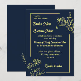 Invitación Flor dorada romántica y elegante