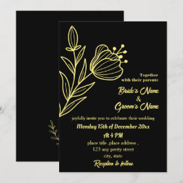 Invitación Flor dorada romántica y elegante