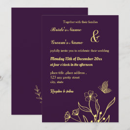 Invitación Flor dorada romántica y elegante