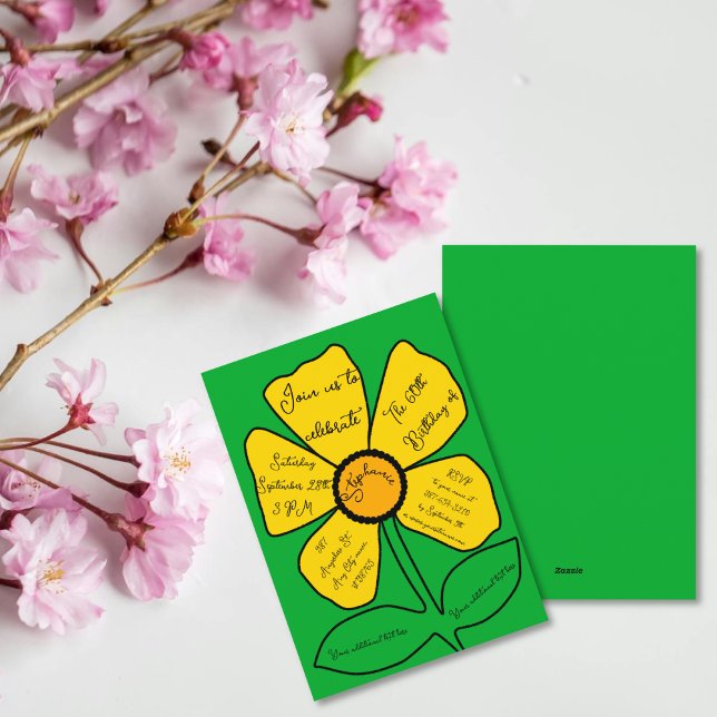 Invitación Flor dorada verde 60 cumpleaños (Subido por el creador)