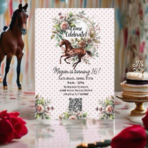 Invitación Flor ecuestre de caballos tostada