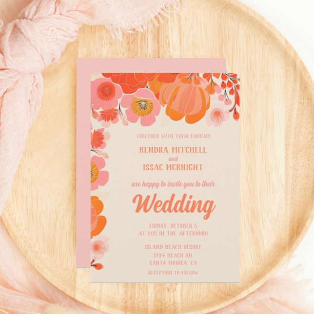 Invitación Flor elegante de coral rosa peonía (Subido por el creador)