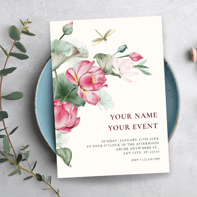 Invitación Flor elegante floreciendo (Subido por el creador)