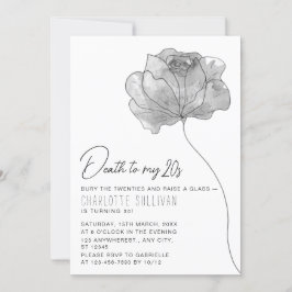 Invitación Flor elegante "Muerte a mis 20 años" cumpleaños nú