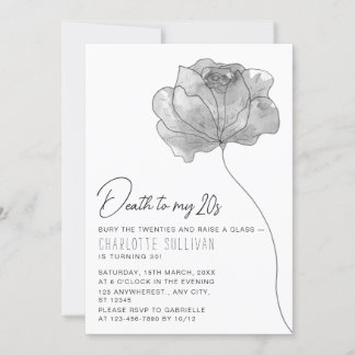 Invitación Flor elegante "Muerte a mis 20 años" cumpleaños nú