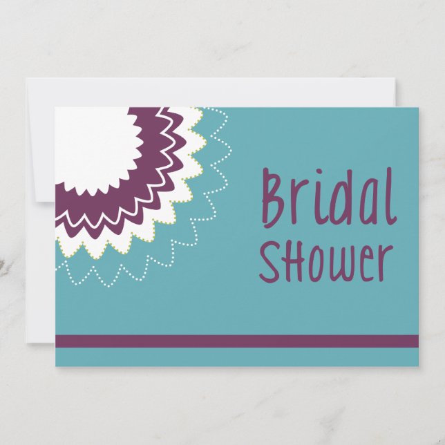 Invitación Flor en flor - Púrpura y Verde (Anverso)