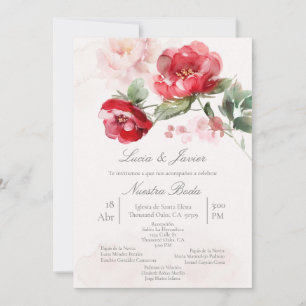 Invitación Flor española de color agua Boda