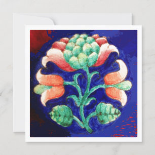 INVITACIÓN FLOR ESTILIZADA/FLORAL ROSA ROJO VERDE NARANJA AZU